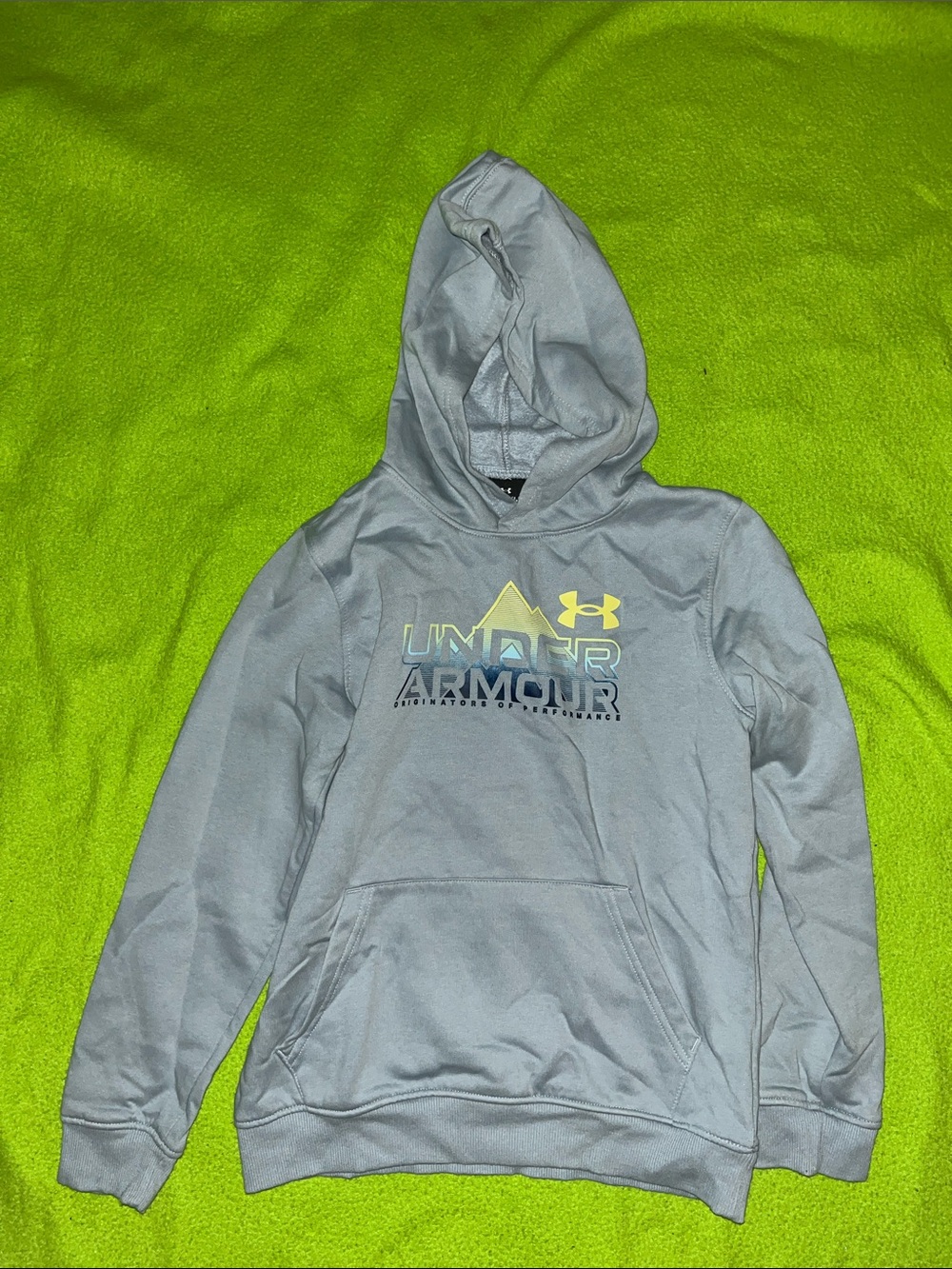 Under Armour Light Gray Hoodie with Yellow Logo